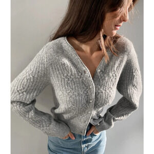 Women's Gray Cable Knit Sweater